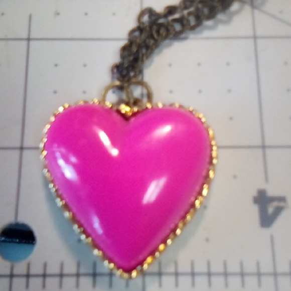 Betsey Johnson Pink Heart Necklace with Gold Accents - Picture 7 of 8